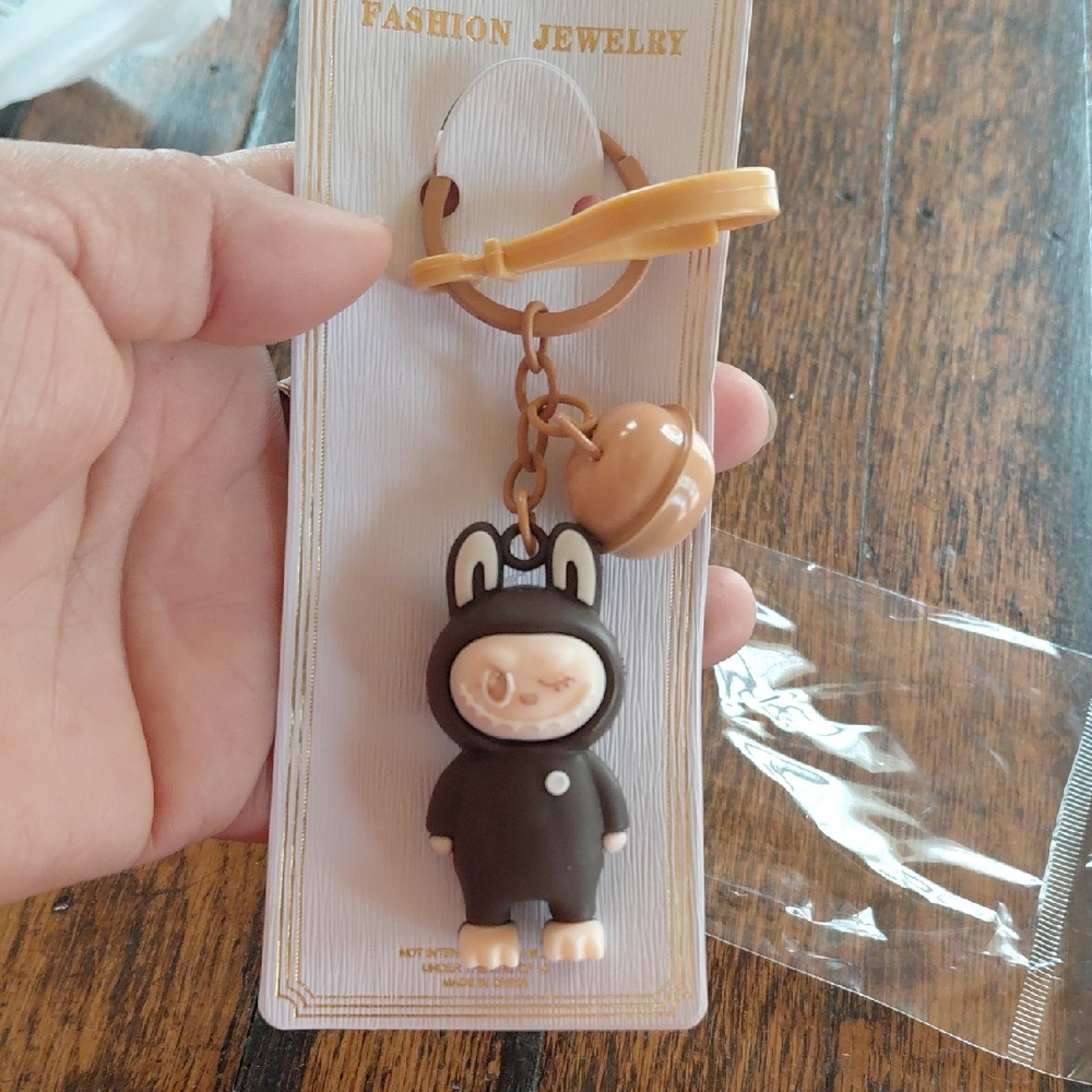 Labubu Kye Chain  Character Keychain - Brown & Cream